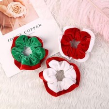 3PCS Christmas Hair Scrunchies Velvet Christmas Hair Ties Red Green White