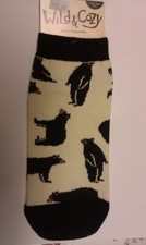 New Wild  Cozy Black Bear Socks - adult sizes 9-11 - non slip dots on bottom