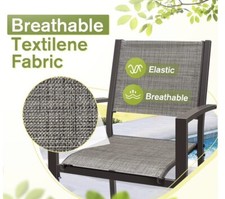 6 Stackable Textilene Chairs Grey New