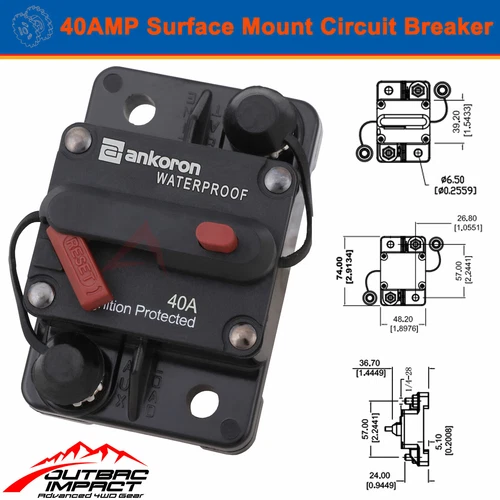 40A AMP Circuit Breaker Dual Battery Manual Reset IP67 W/proof 12V 48 Volt Fuse - Picture 8 of 11