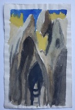 Gemälde Aquarell Tusche Landschaft Berg Gebirge Gerda Henning Nachlass