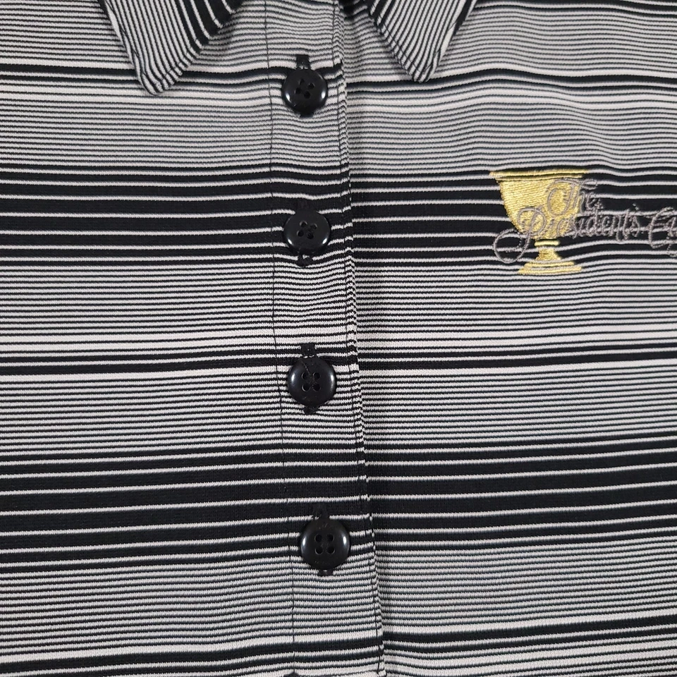 耐克高尔夫总统杯 Polo 衫女式 XL 码黑色灰色条纹适合干 — 第 4/4 张图片