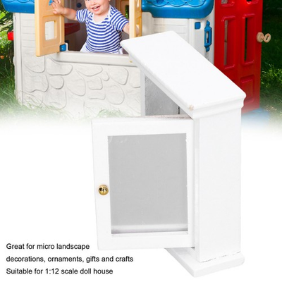 #ad Dollhouse White Mirror Cabinet Miniature Mirrored White Cabinet Mini Bathroom $9.27