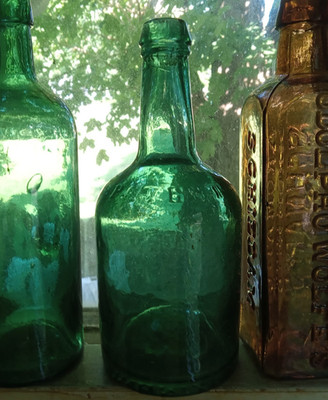 RARE PHOENIX GLASS WORKS PHIL IRON PONTIL GREEN PATENT PORTER SODA BOTTLE 1850s