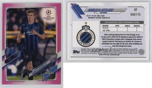 2020-21 Topps Chrome UCL Pink Refractor /175 Charles De Ketelaere #37 Rookie RC