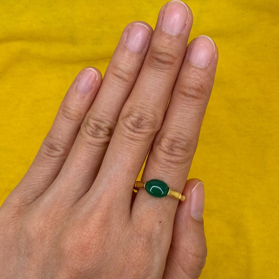 925 Sterling Silver Ring Oval 8x5mm Green Natural Emerald Gemstone Engagement - Image 4 of 4