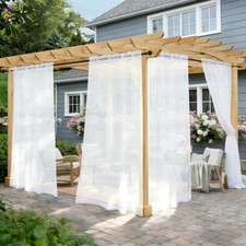 Outdoor Sheer Curtains for Patio Waterproof, 2 Panels Rod Pocket Indoor/Outdoor