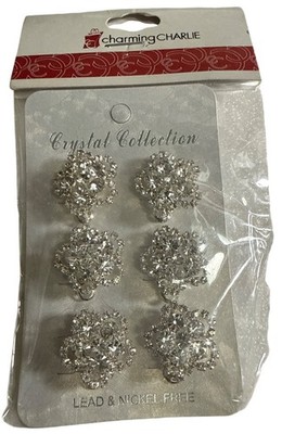 Charming Charlie crystal collection a set of rhinestone flower brooches NWT