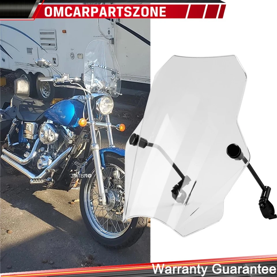 Parabrisas universal de motocicleta para manillar de 7/8""1" para Harley Honda Foto 2 de 4