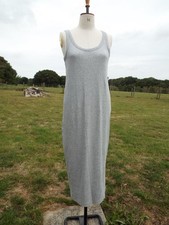 NEXT Grey Ribbed Stretch Cotton Mix Sleeveless Long Maxi Tank Dress Large BNWOT