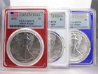 3 2022 American Silver Eagles Burnished NGC MS 70 First Strike Red White & Blue