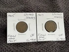 US INDIAN HEAD CENT 1905 & 1907 2 COIN VF LOT  B07
