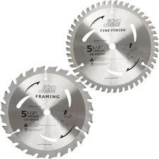 5-1/2" (10Mm Arbor) Circular Saw Blades 48Tooth+24Tooth, Heavy Duty Combo Pack C