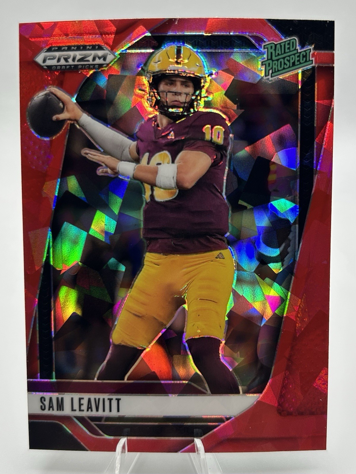Sam Leavitt 2025 Panini Prizm Draft Picks Red Ice Prizm Rated Prospect Sundevils