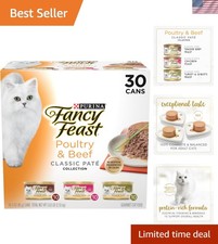 Purina Grain-Free Wet Cat Food Variety Pack: 30 Cans of Chicken, Beef  Turkey
