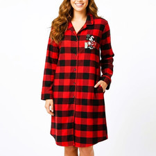 DISNEY PJ Minnie Mouse Nightgown Plaid Red Black Soft Nightshirt Women Sz Small