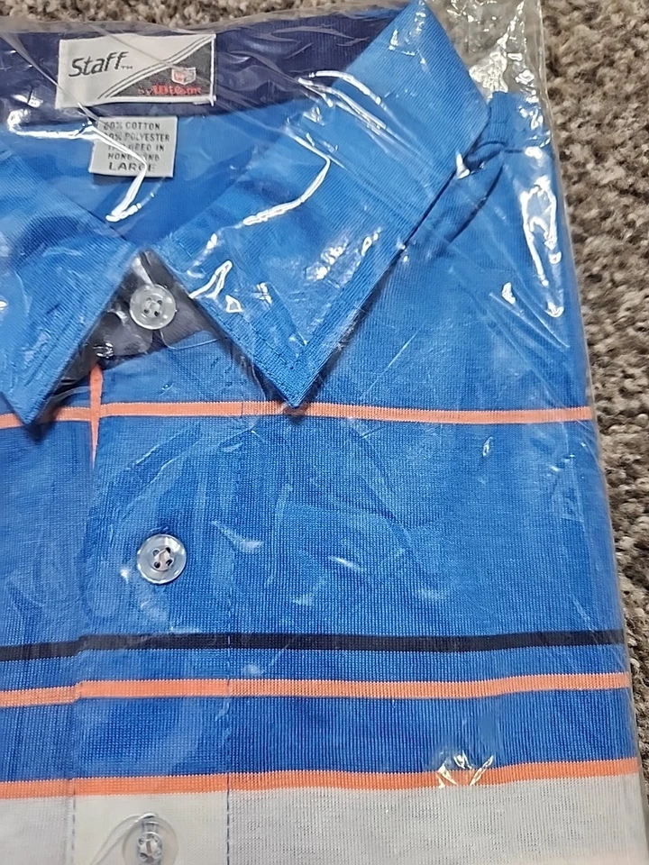 Camisa de golf para hombre Wilson Staff vintage talla L (en embalaje original sin abrir) blanca/azul Foto 2 de 4