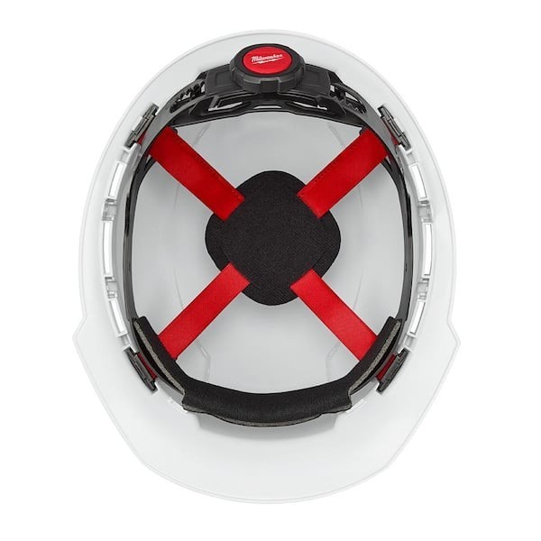 BOLT White Type 1 Class C Front Brim Vented Hard Hat with 4 Point Ratcheting Sus