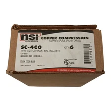 NSI SC-400 - Tinned Copper Standard Barrel 400 Mcm (Box of 6), New