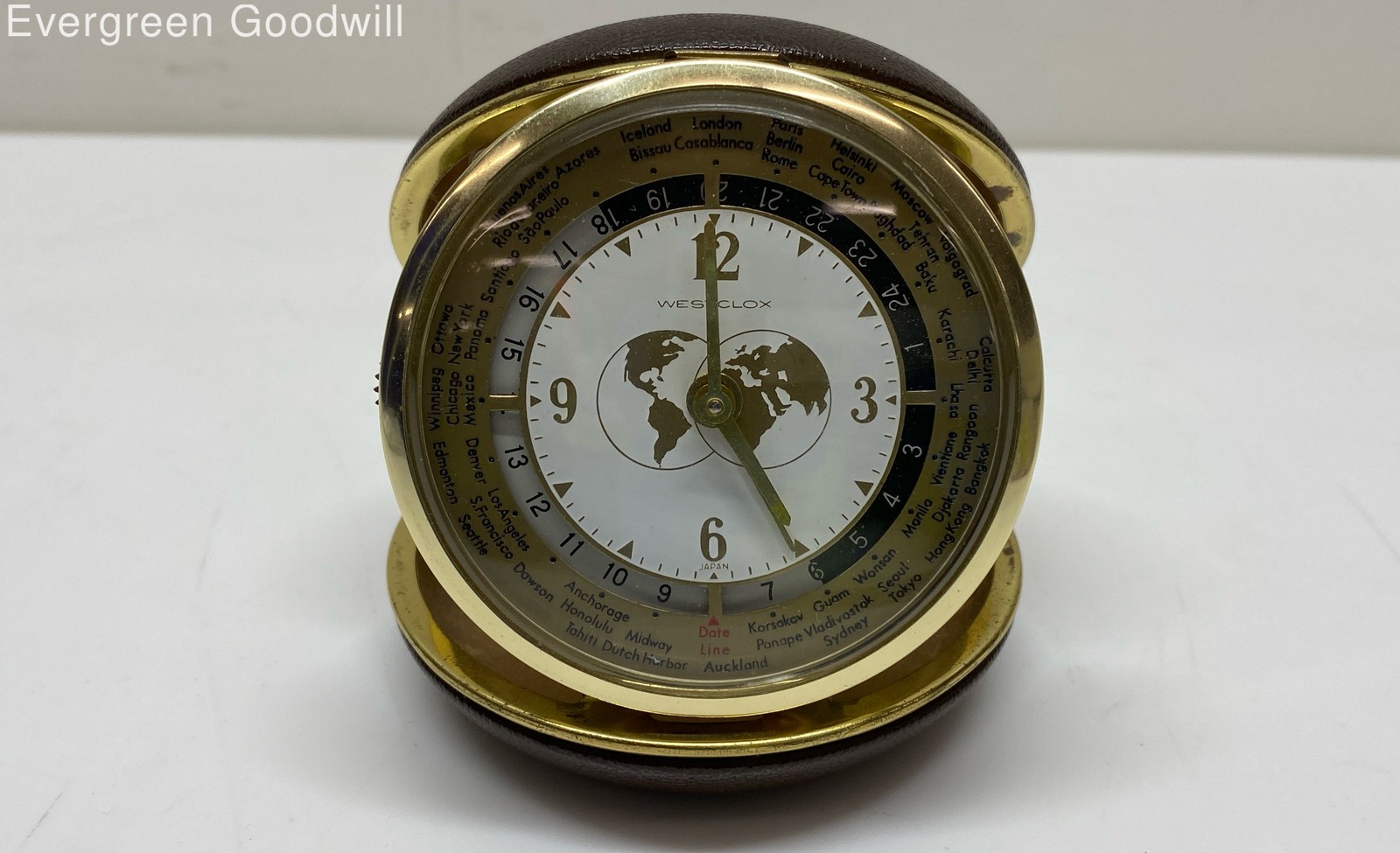 Vintage Westclox Folding World Time Travel Alarm Clock