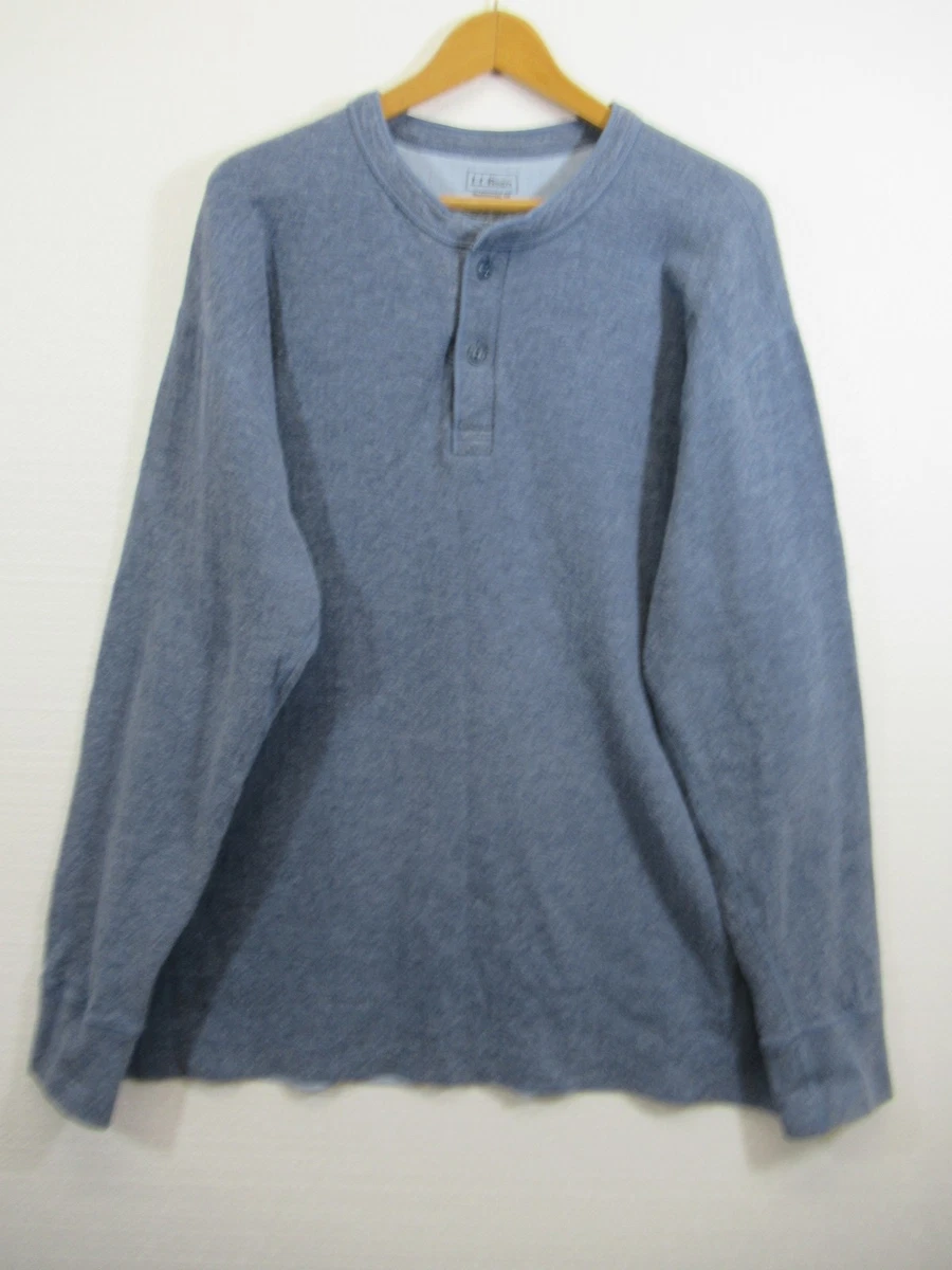 LL Bean River Driver Henley Shirt Men 2XLT Blue Wool Blend 166892