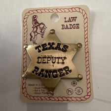 Texas Deputy Ranger Police Law Badge Star Pinback Badge Made in U.S.A.