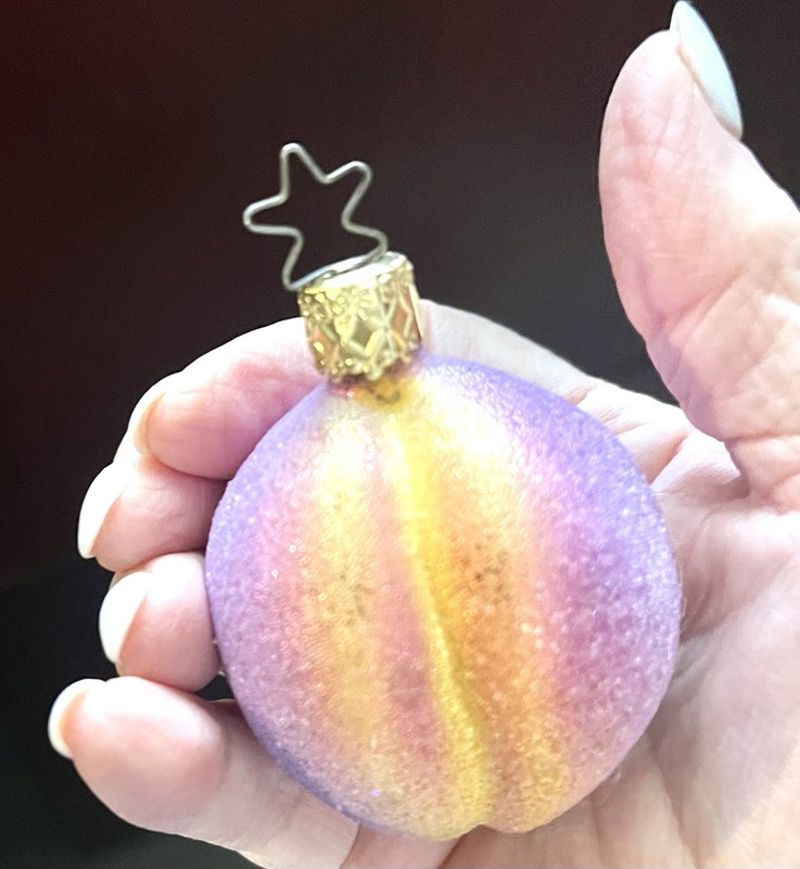 VTG Inge-Glas Sugared Peach Fruit Blown Glass Christmas Ornament Germany 2.75”