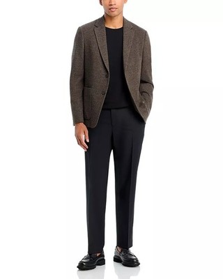 Theory Clinton City Knit Twill Jersey Jacket Blazer 42R Brown | eBay