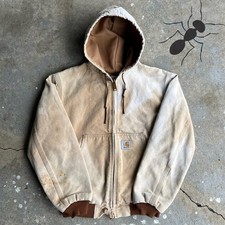 Vintage y2k faded brown YOUTH carhartt hooded work wear jacket