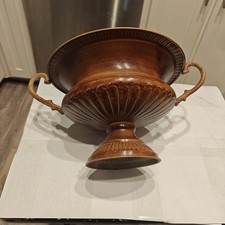 Vintage Metal Urn Bowl with Handles Footed Bronze Tone Home Decor