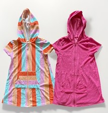 Wonder Nation Girls Hooded Swim Cover Ups M 7-8 Pink Multicolor 2pc