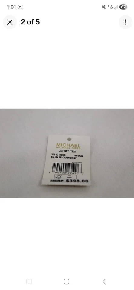 BNWT Michael Kors Jet Set Large Zip Chain Crossbody Bag Shoulder Brown RRP $600 - image 2 of 4