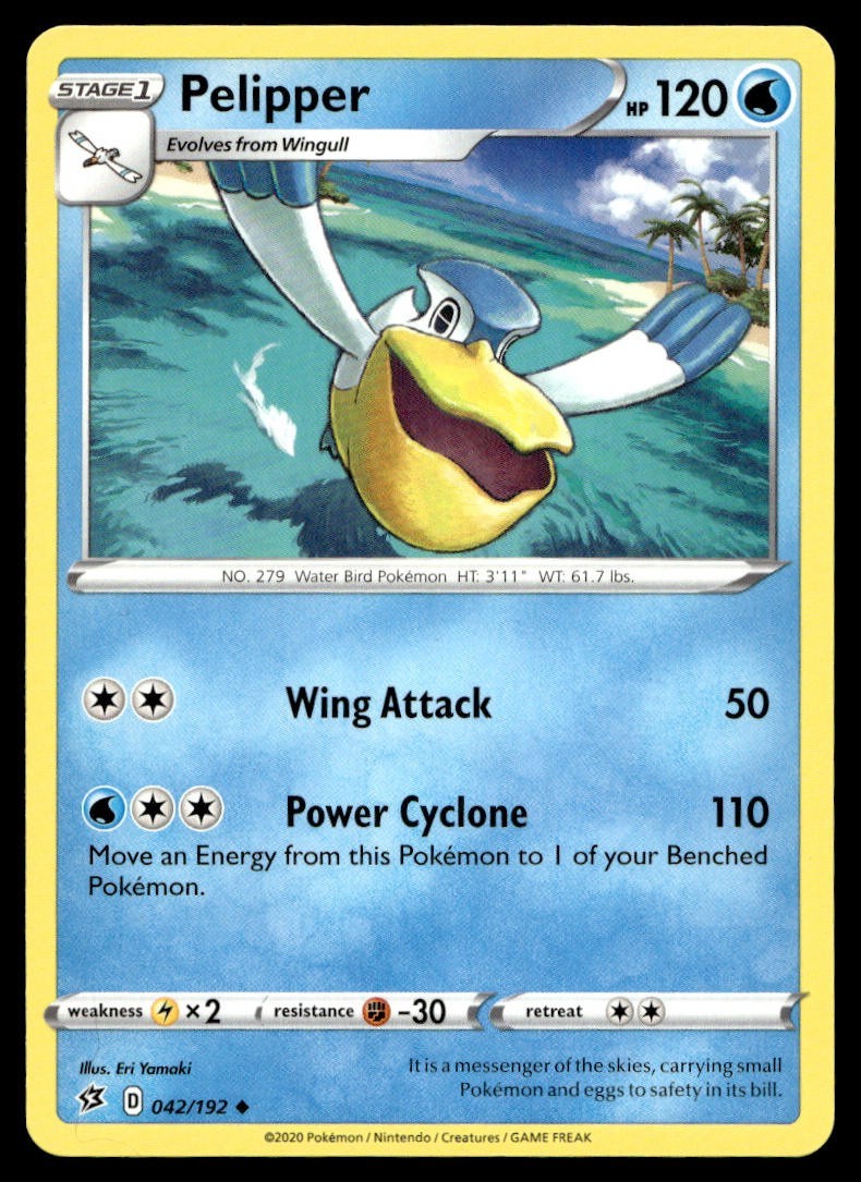 Pelipper 42/192 Pokemon Card Rebel Clash Uncommon 120 HP Near Mint I19