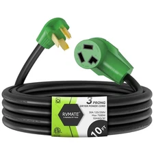 RVMATE 3 Prong Dryer Extension Cord 10FT 30A NEMA 10-30P to 10-30R Waterproof