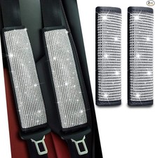 2-Pack Bling Seat Belt Covers, Bling Seat Belt Covers for Women, Car Seat-Black