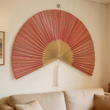 Bamboo fan wall decor, Oversize fan for wall decor, Above bed decor, Wall fan