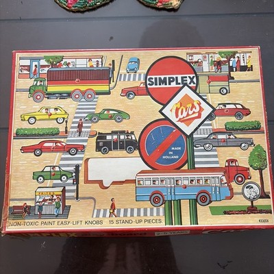 Simplex Vintage Cars Play-board  Wooden Puzzle Board In Excellent Condition RARE