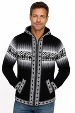 MEN HANDMADE ANDEAN ALPACA ZIP HOODIE SWEATER SZ M