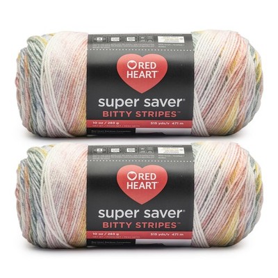 Super Saver Bitty Stripe Rainbow Mist Garn, 283 g, 100% Acryl, Kammgarn Nr. 4...