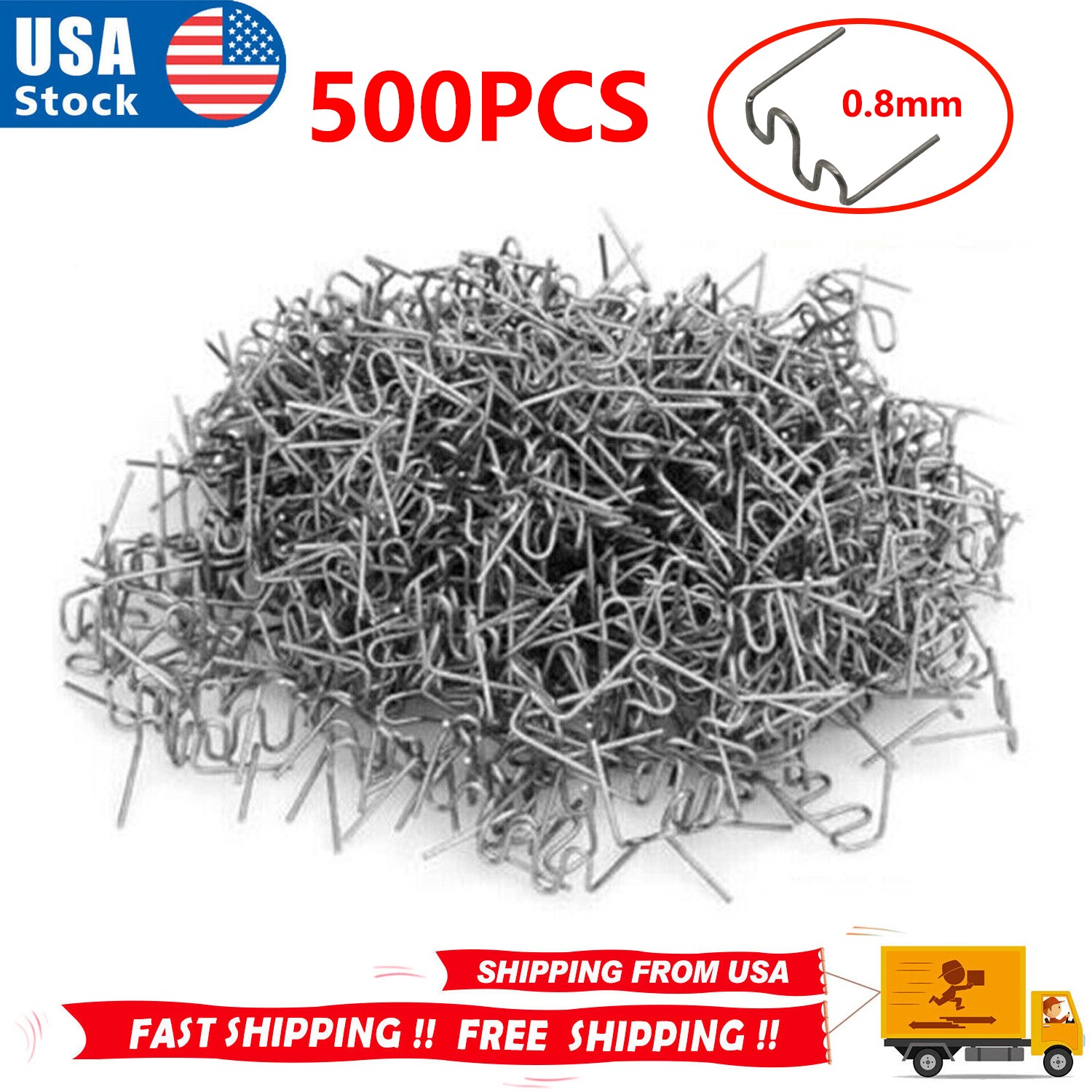 500Pcs 0.8mm Hot Staples Plastic Welding Gun Wave Stapler For Car Bumper Repair