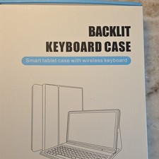 Backlit Keyboard Case for Tablet, Wireless Keyboard, PU Leather, Stand