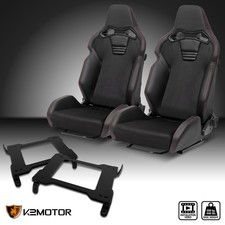 Fits 2005-2014 Ford Mustang Racing Seat Black Pu Leaher Suedebrackets Rails