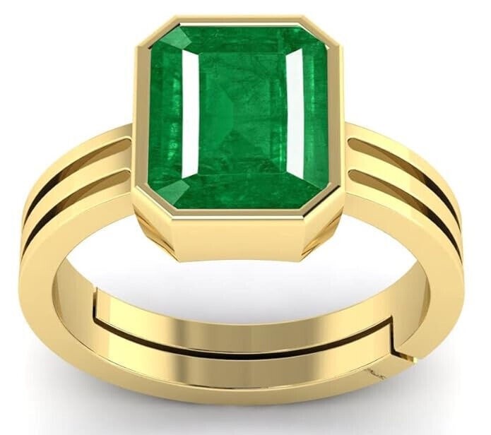 Certified 7.25 Ratti 6.62 Carat A+ Quality Emerald Panna Gemstone Ring Men Women
