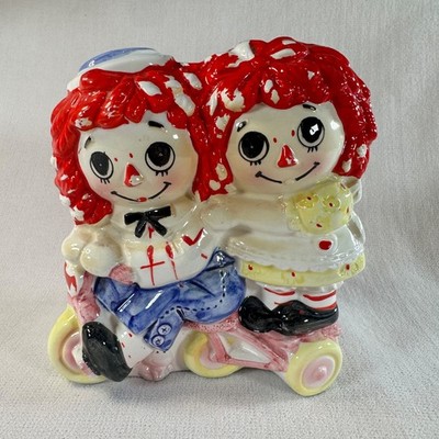 1976 Vintage Raggedy Ann Andy Planter Pot Bobbs Merrill Co. Japan Pert Wenzel 6''