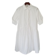 Madewell Button-Front Mini Shirtdress Poplin Size XS White NWT $118 NS126