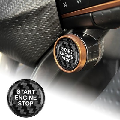 For Cupra Ateca Leon 2021-26 Black Car Engine Start Button Sticker Carbon Fiber