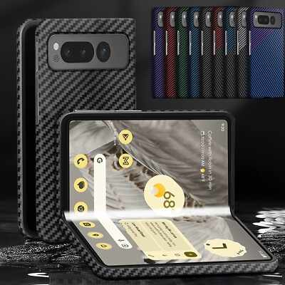 For Google Pixel Fold Case Ultra Slim Fit Carbon Fiber Texture Shockproof Cover