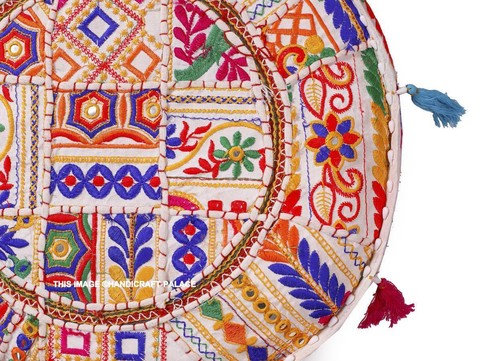 18'' Indian Pouffe Foot Stool Bohemian Patchwork Pouf Cover Ottoman Ethnic Decor - Picture 16 of 19