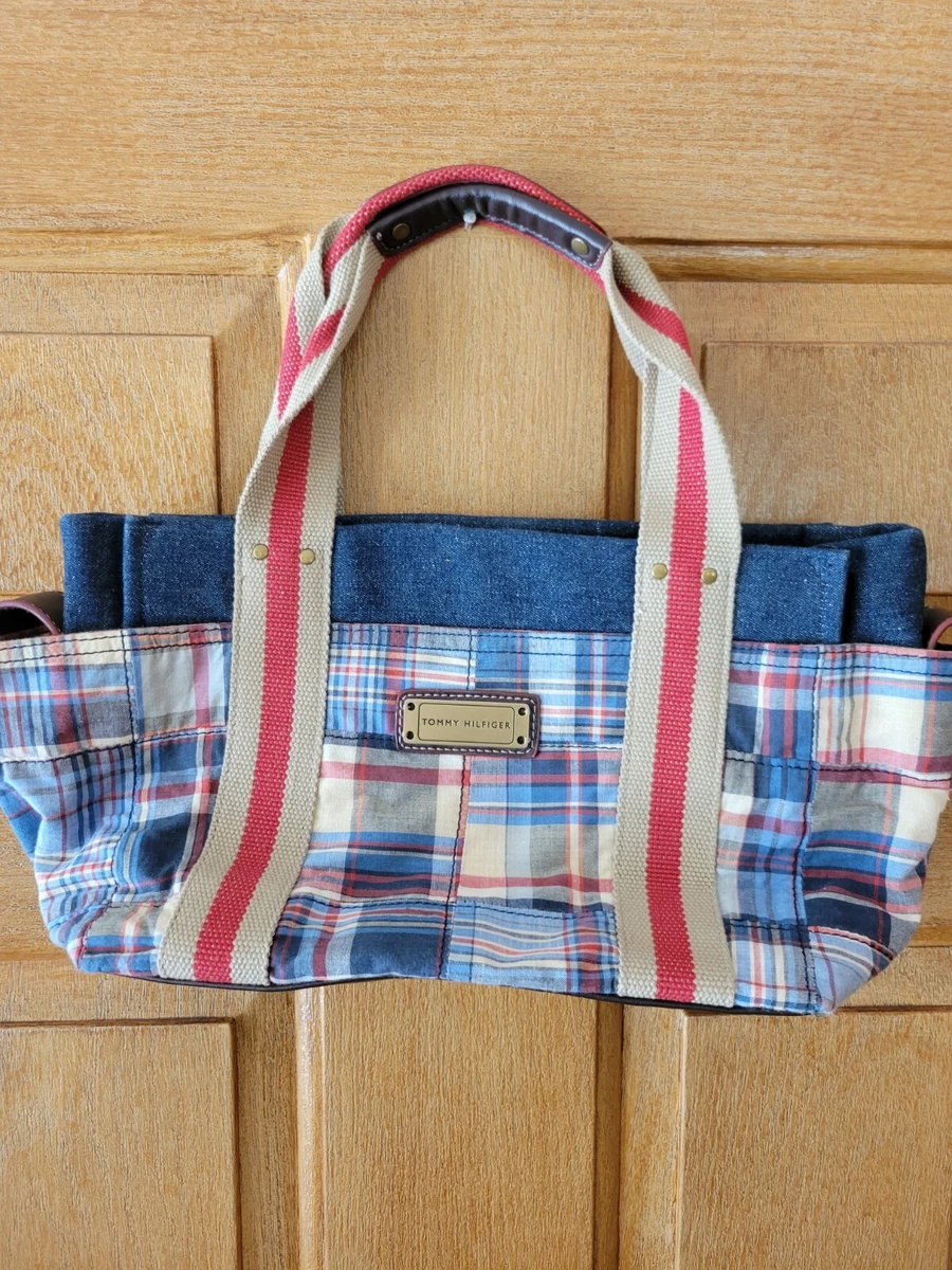 Purse Tommy Hilfiger American Madras Plaid Denim Handbag Double Handle | eBay