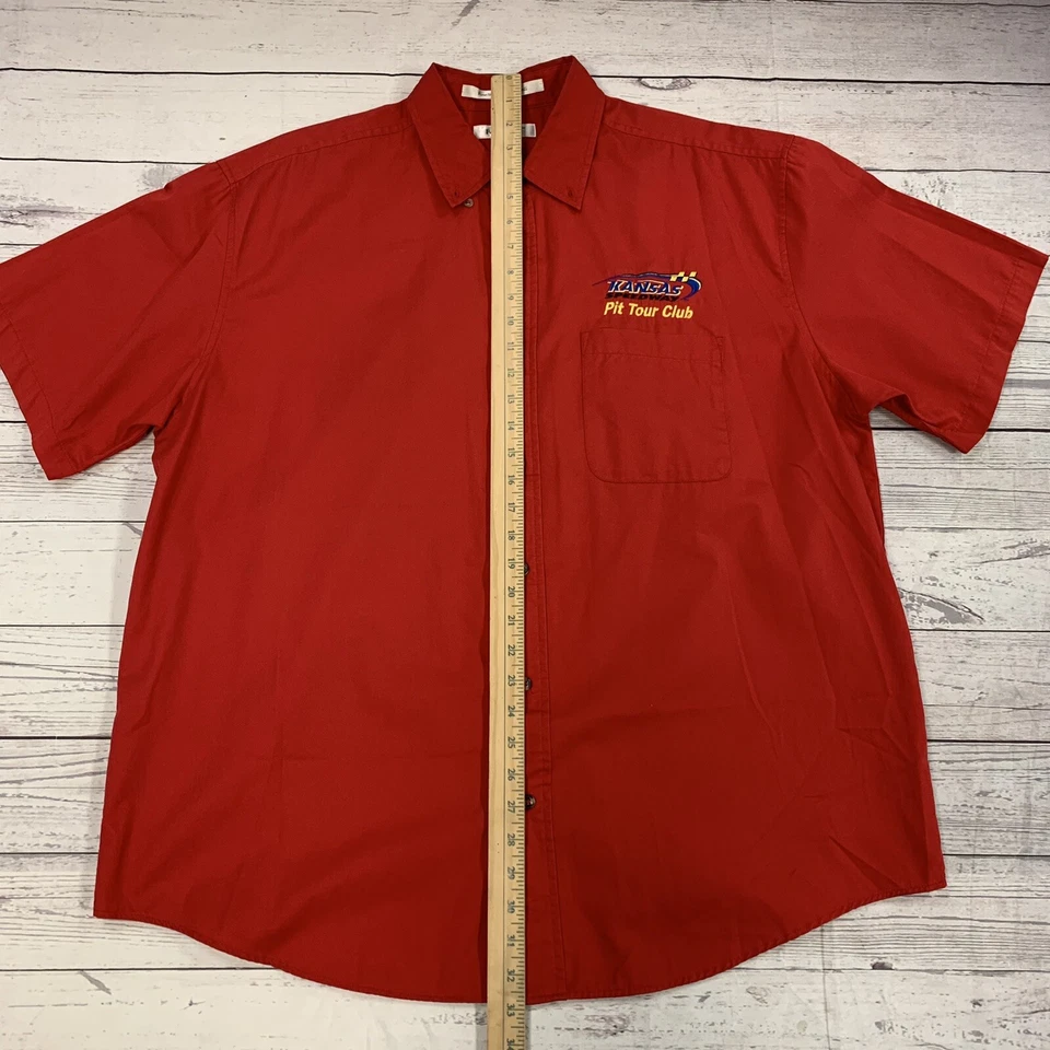 Feather Lite Kansas Speed Way Red Short Sleeve Button Up Size XL - Image 4 of 4